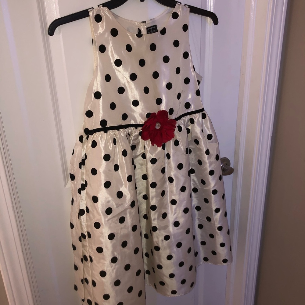 Polka Dot Formal Dress with Red Flower Bow